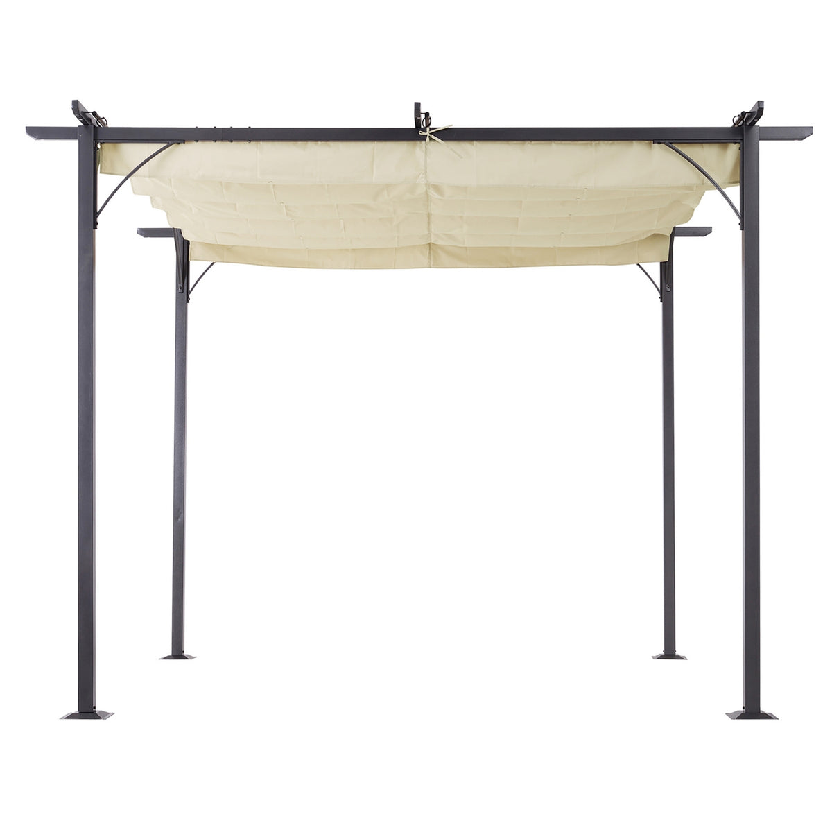 Pergola Waterproof Gazebo 3 X 3 M Patio Canopy With Sliding Roof, Uv Protection For Garden Aluminum Beige