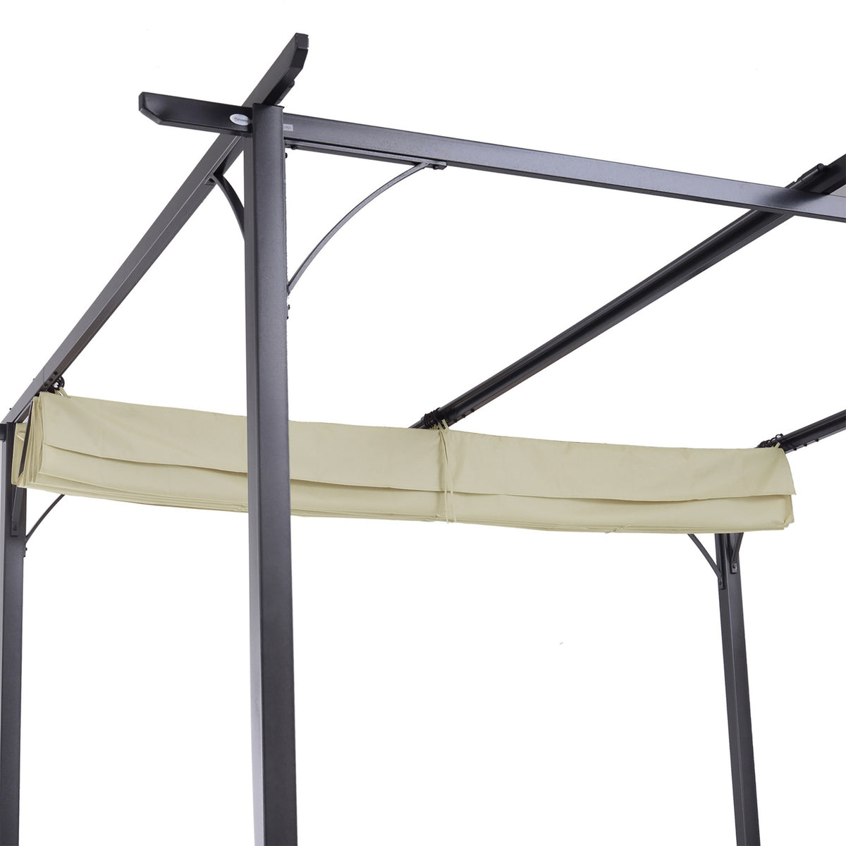 Pergola Waterproof Gazebo 3 X 3 M Patio Canopy With Sliding Roof, Uv Protection For Garden Aluminum Beige