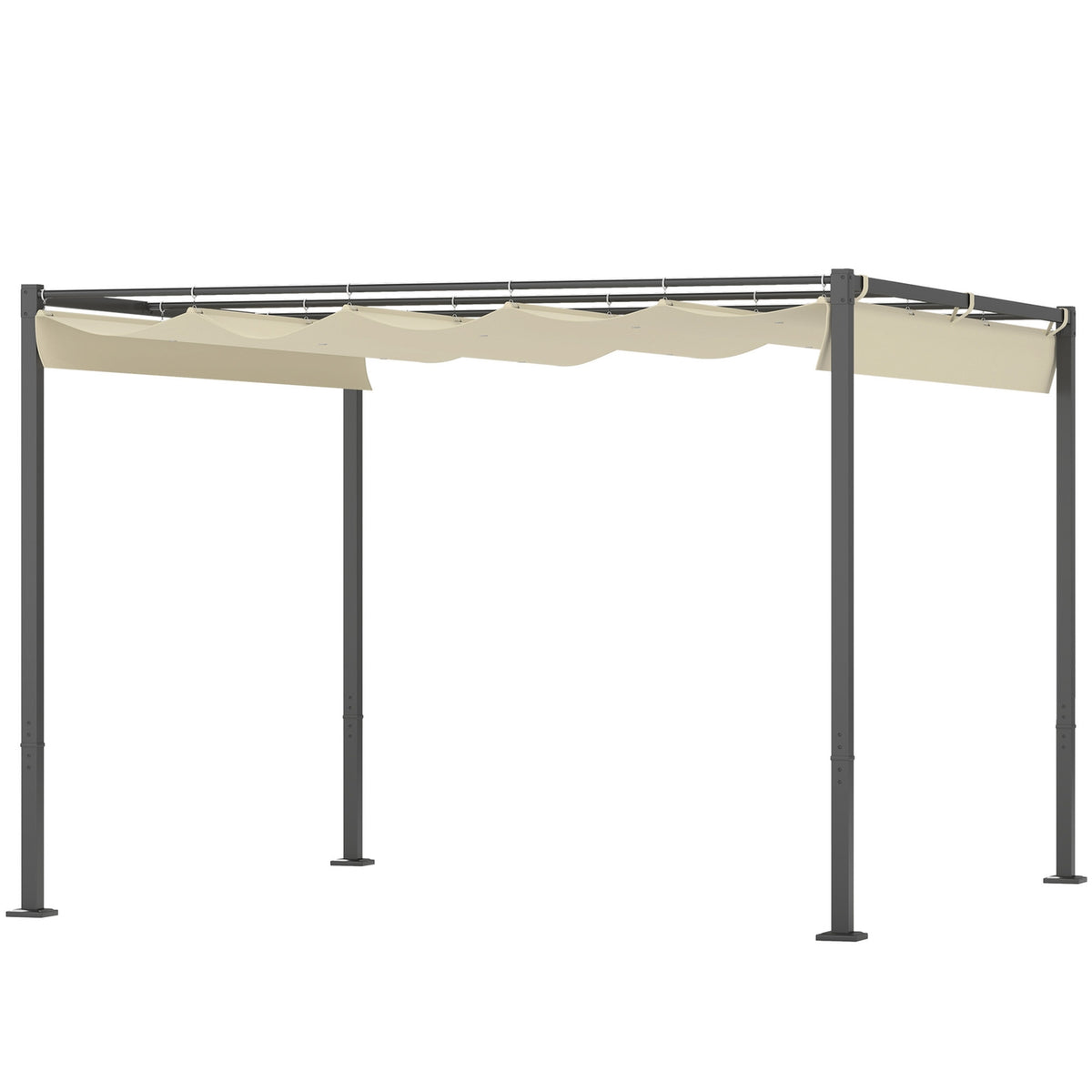 Pergola approx. 3x3m garden pavilion, metal patio roof, garden pavilion with adjustable roof, free-standing, UV protection 30+, for terrace and garden, beige