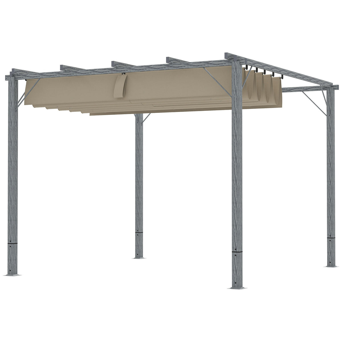 Pergola approx. 3x3m garden pavilion with magnetic pad, patio roof made of aluminum, garden pavilion with adjustable roof, free-standing, UV protection 30+, for terrace and garden, gray