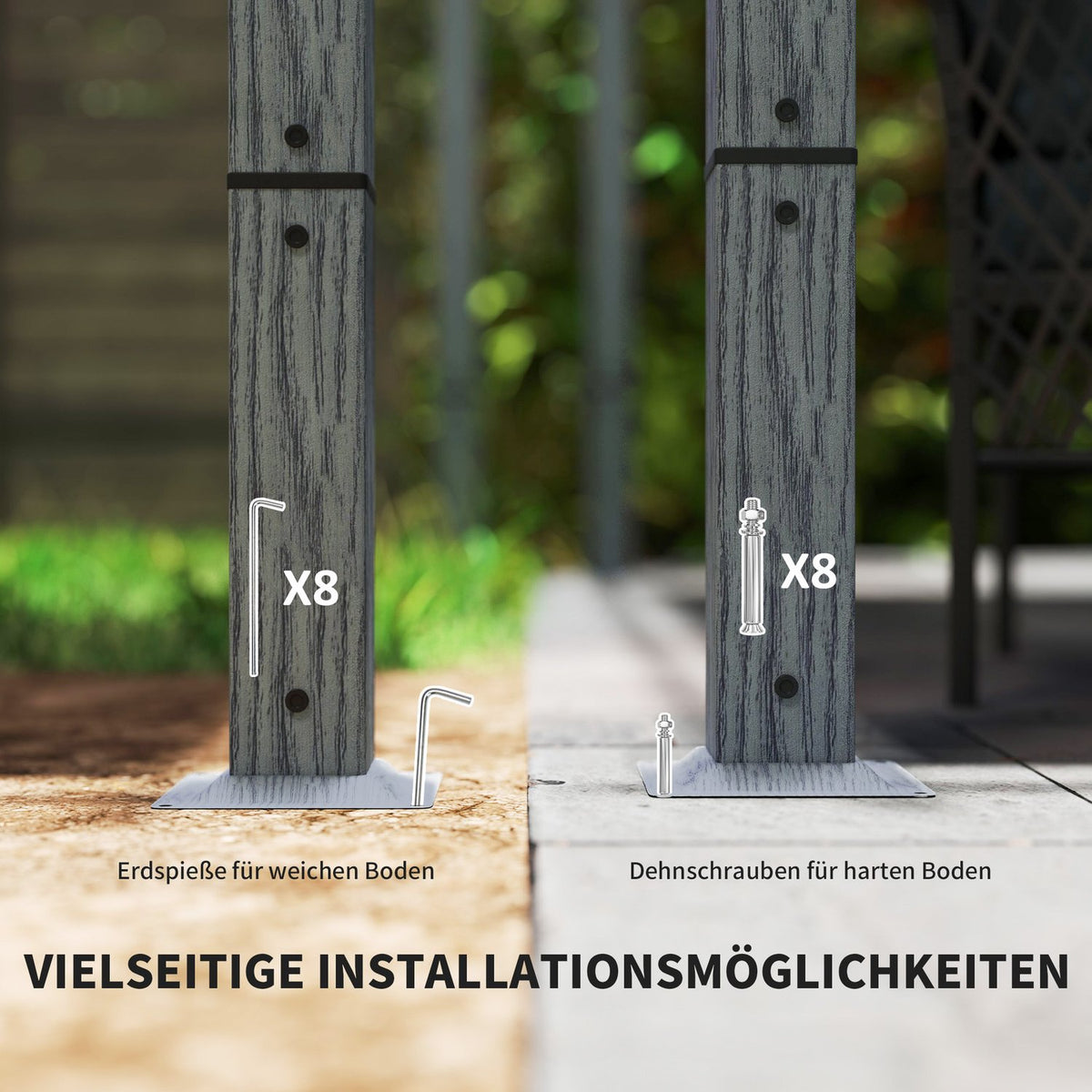Pergola approx. 3x3m garden pavilion with magnetic pad, patio roof made of aluminum, garden pavilion with adjustable roof, free-standing, UV protection 30+, for terrace and garden, gray