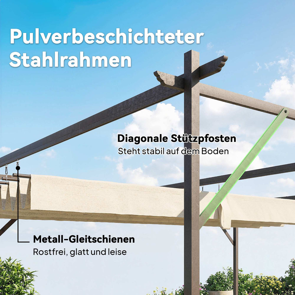 Pergola with Adjustable Roof, 4x3m, Wall-Mounted, UV30+ Protection