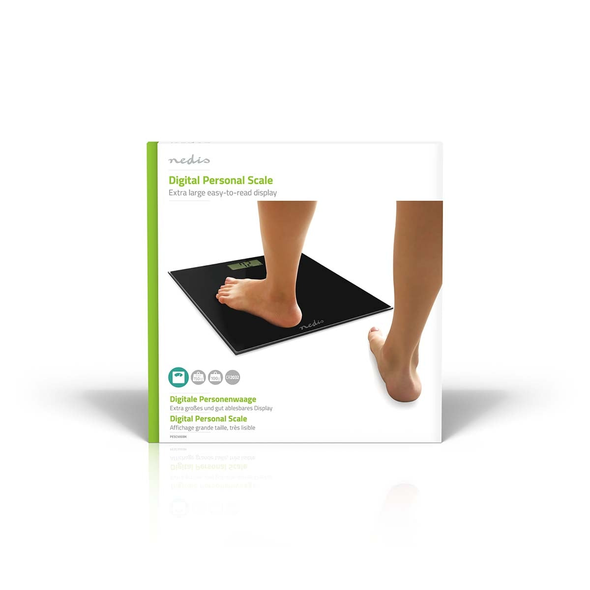 Personal scale | Digital | Black | Tempered Glass | Maximum weighing capacity: 150 kg