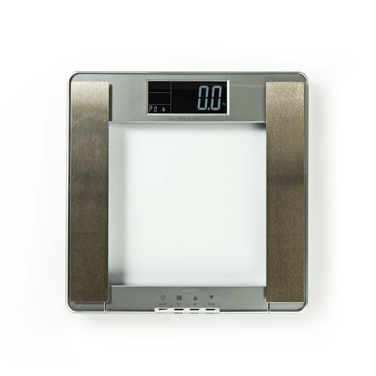 Personal scale | Digital | Silver | Tempered Glass | Maximum weighing capacity: 180 kg | Body analysis