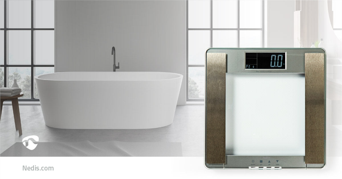 Personal scale | Digital | Silver | Tempered Glass | Maximum weighing capacity: 180 kg | Body analysis