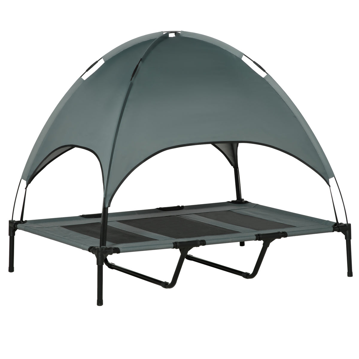 Pet Bed Canopy Raised Outdoor Dog Bed Roof Breathable Taffeta Fabric Gray 122X92X108Cm