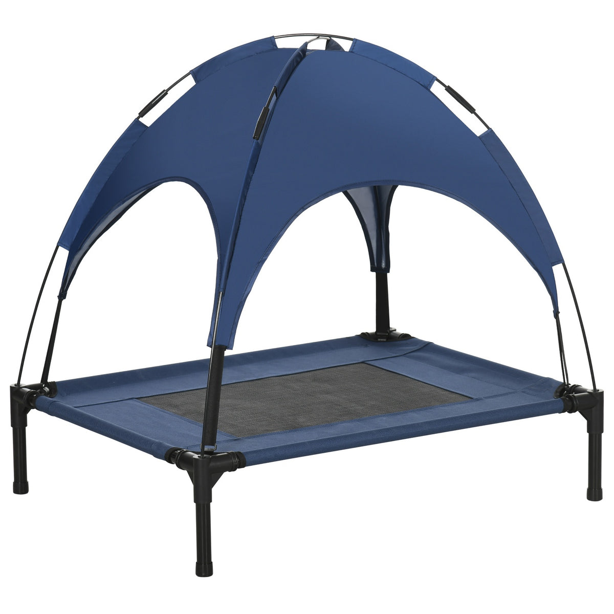 Pet Bed Outdoor Canopy Raised Mesh Uv Protection Dark Blue Medium Dogs