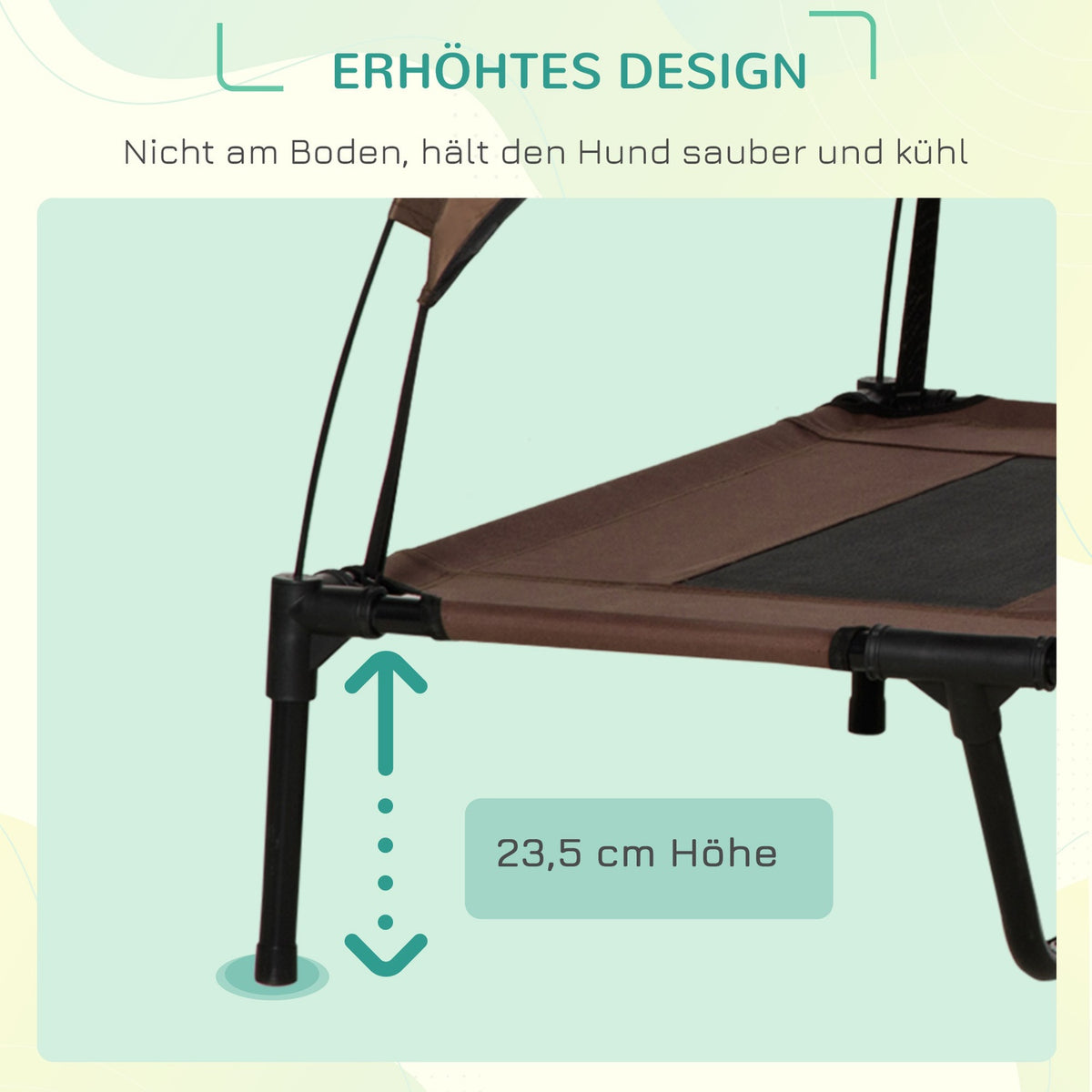 Pet Bed With Canopy, Elevated Dog Bed, Outdoor Dog Lounger With Roof, Breathable, Taffeta Fabric Coffee 122 X 92 X 108 Cm