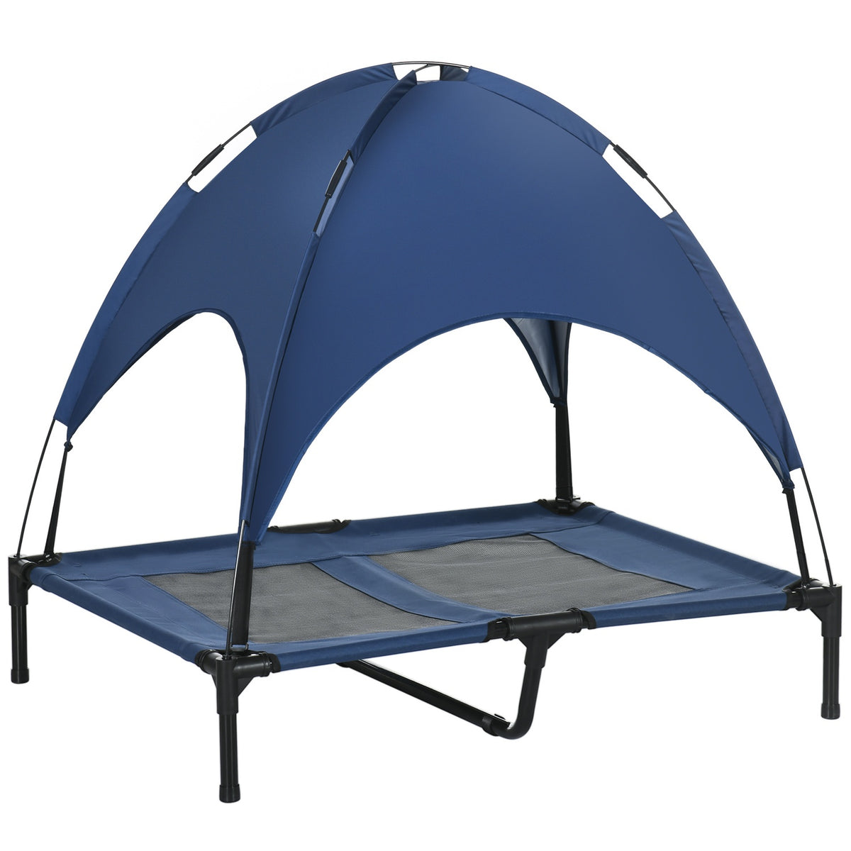 Pet Bed With Canopy Raised Dog Bed With Roof Breathable For Medium Dogs Dark Blue