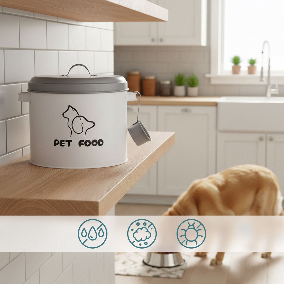 Pet Food Storage Box with Airtight Lid and Scoop