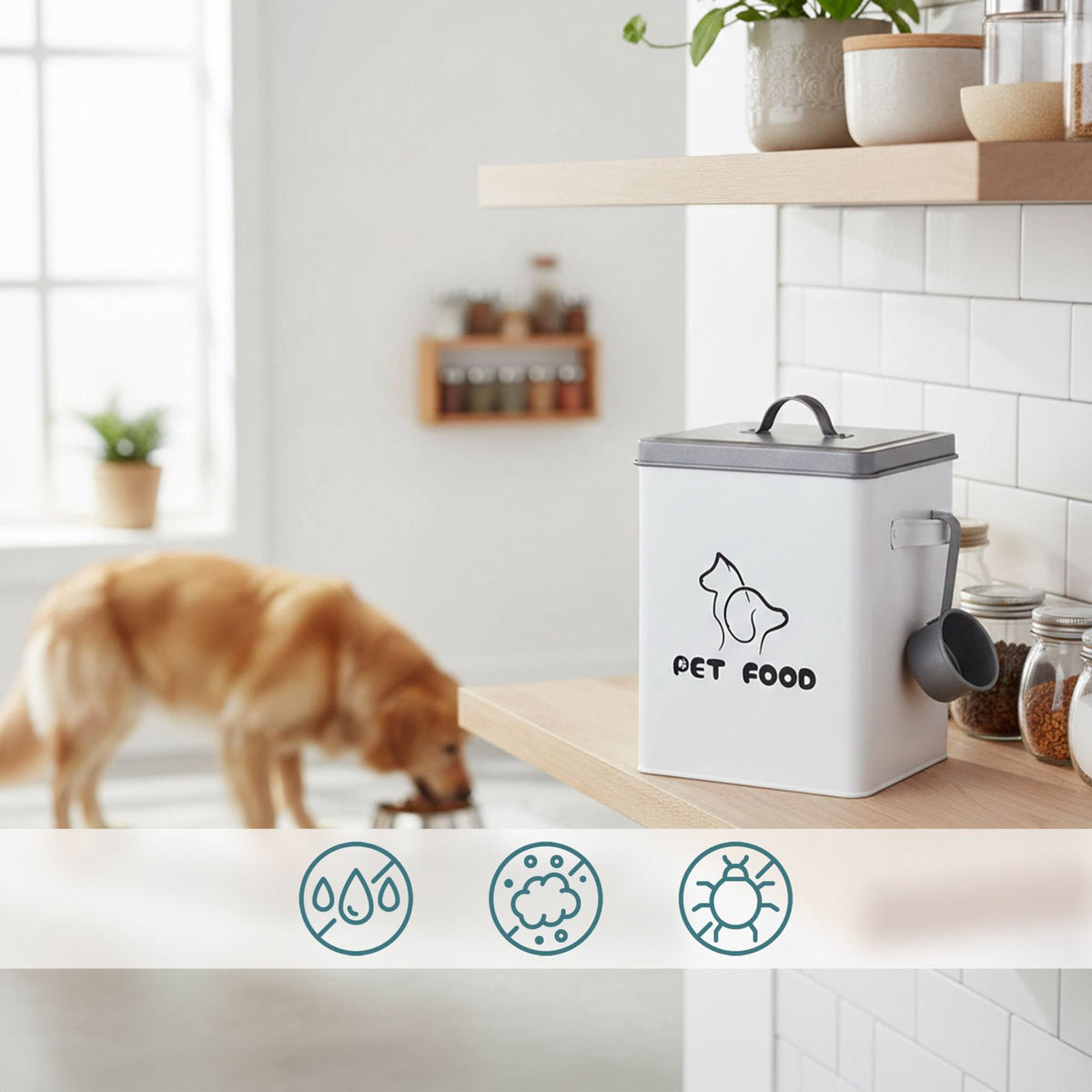 Pet Food Storage Box with Lid and Scoop