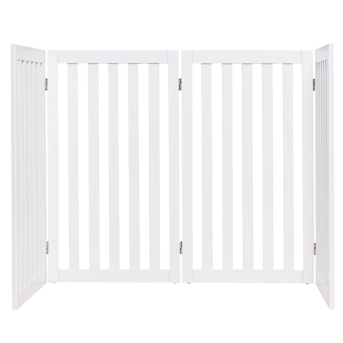 Pet Gate, 89cm High, 4 Panels, Foldable Wood, White