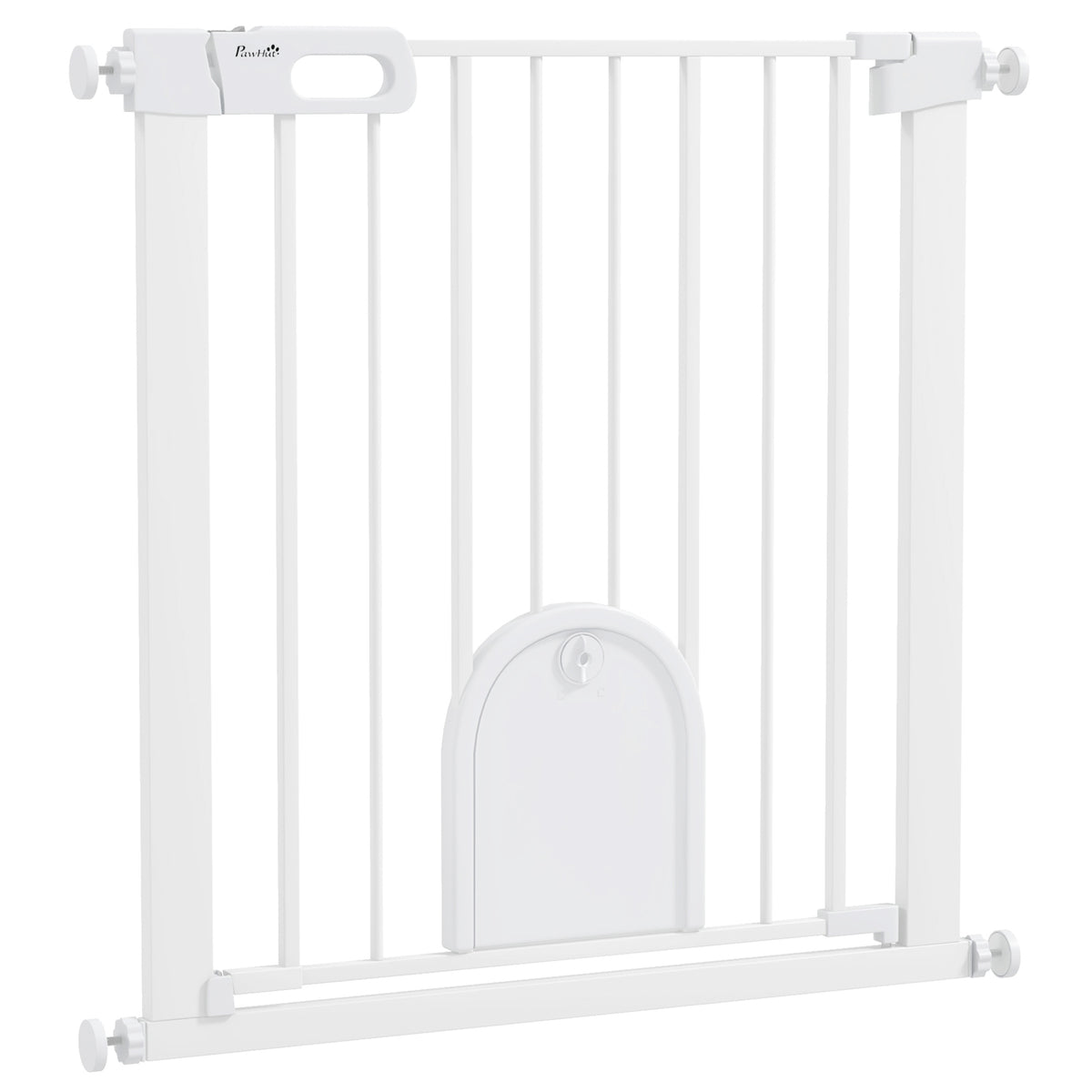 Pet Gate, Adjustable with Small Door, Metal & Plastic, White