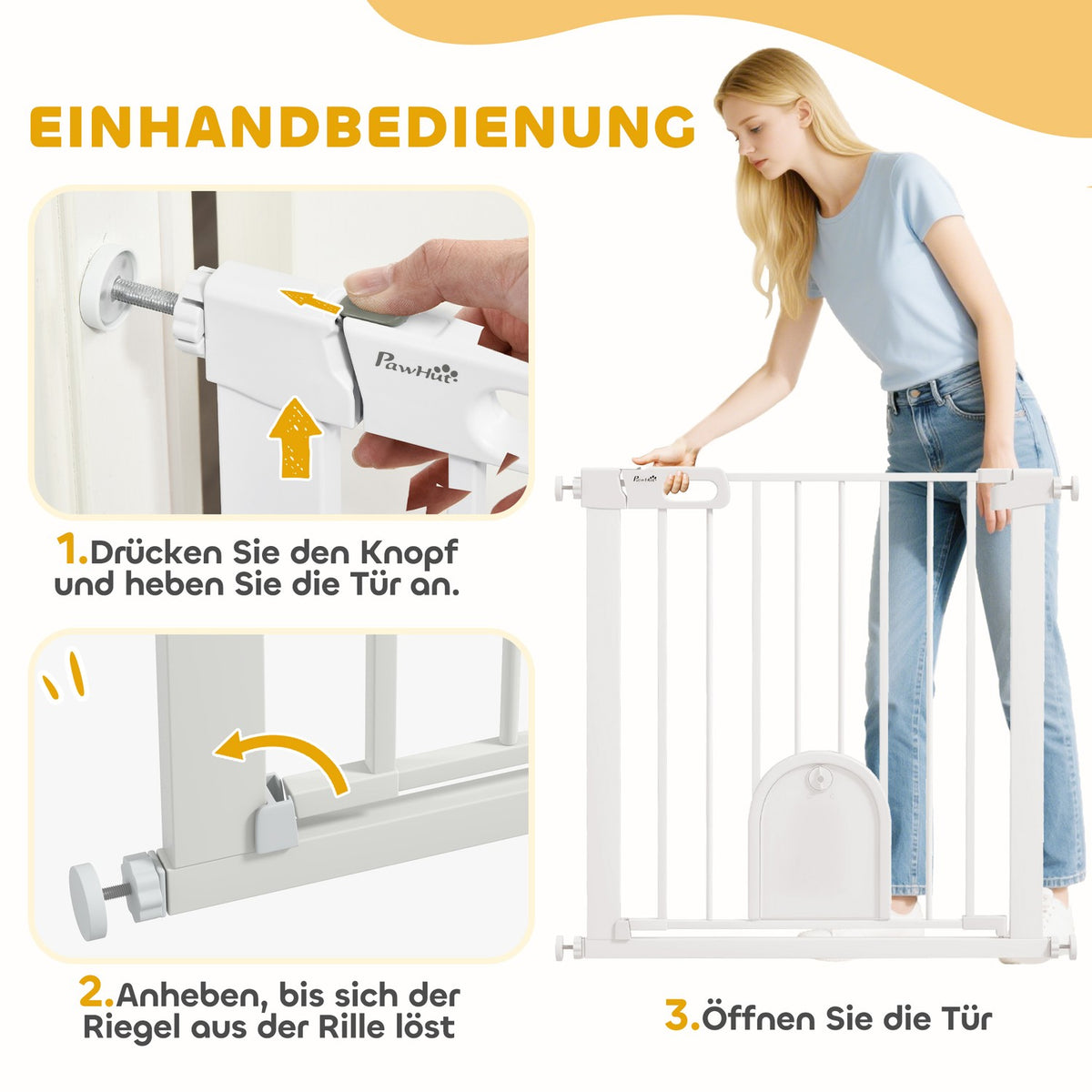 Pet Gate, Adjustable with Small Door, Metal & Plastic, White