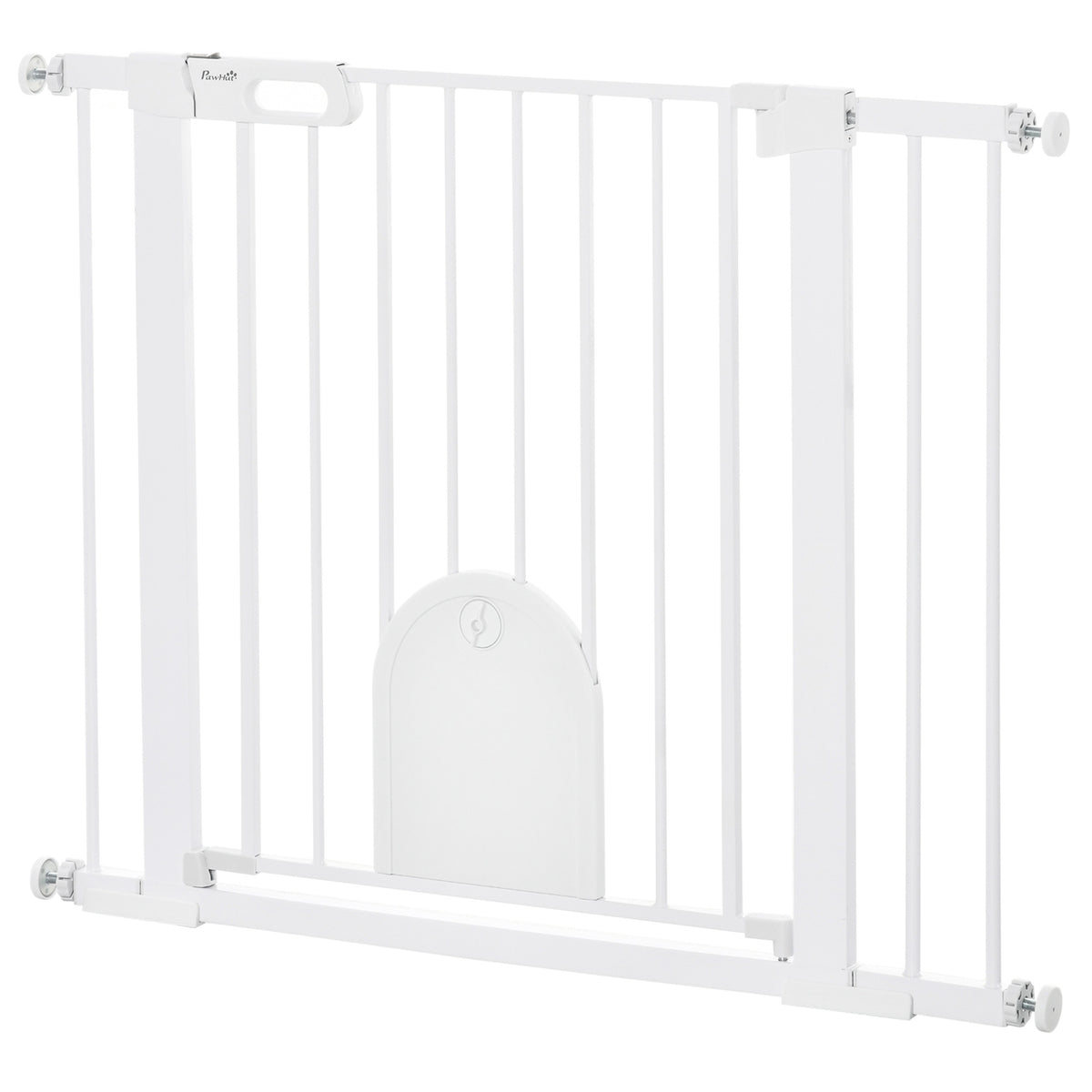 Pet Gate, Adjustable with Small Door, Steel & Plastic, White