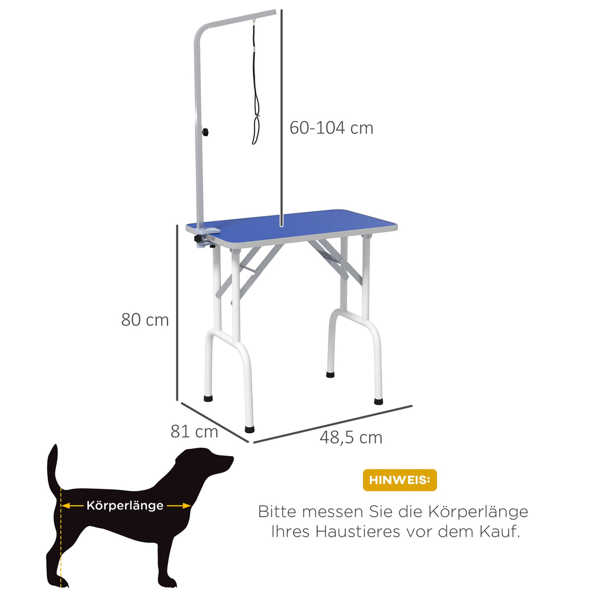 Pet Grooming Table – Metal, Blue, Non-Slip Surface