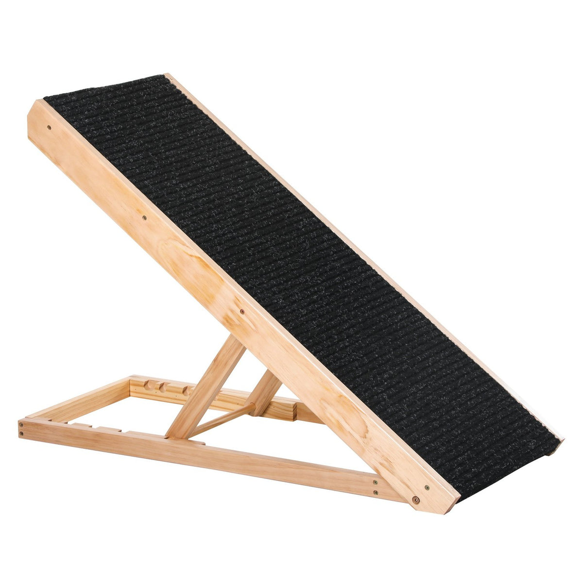 Pet Ramp Adjustable Dog Ramp With Non-Slip Carpet, Pinewood, Polyester, 90X40X61Cm