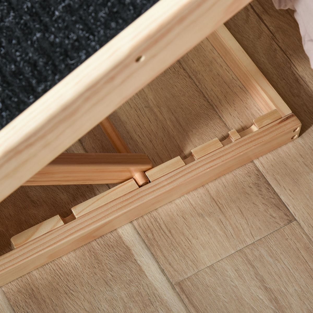 Pet Ramp Adjustable Dog Ramp With Non-Slip Carpet, Pinewood, Polyester, 90X40X61Cm