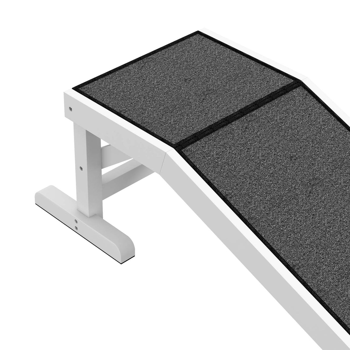 Pet Ramp With Non-Slip Carpet Pet Ladder Dog Ramp For Dogs Up To 30 Kg Pine Wood Polyester White + Gray 125 X 40 X 35.5 Cm