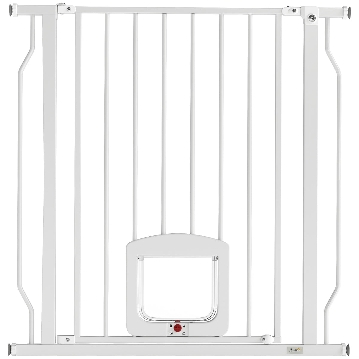 Pet Safety Gate with Cat Flap, No Drill, 75-85 cm, Steel