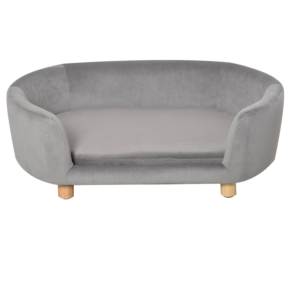 Pet Sofa Dog Sofa Dog Bed With Dutch Velvet Foam Birch Leg For Cats Dogs 86 X 55 X 33 Cm Light Gray