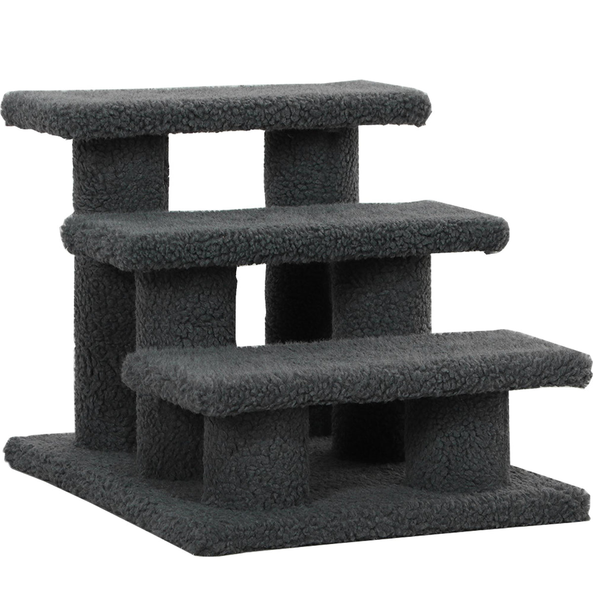 Pet Staircase with 3 Steps, Dark Gray Plush, 45x35x34 cm