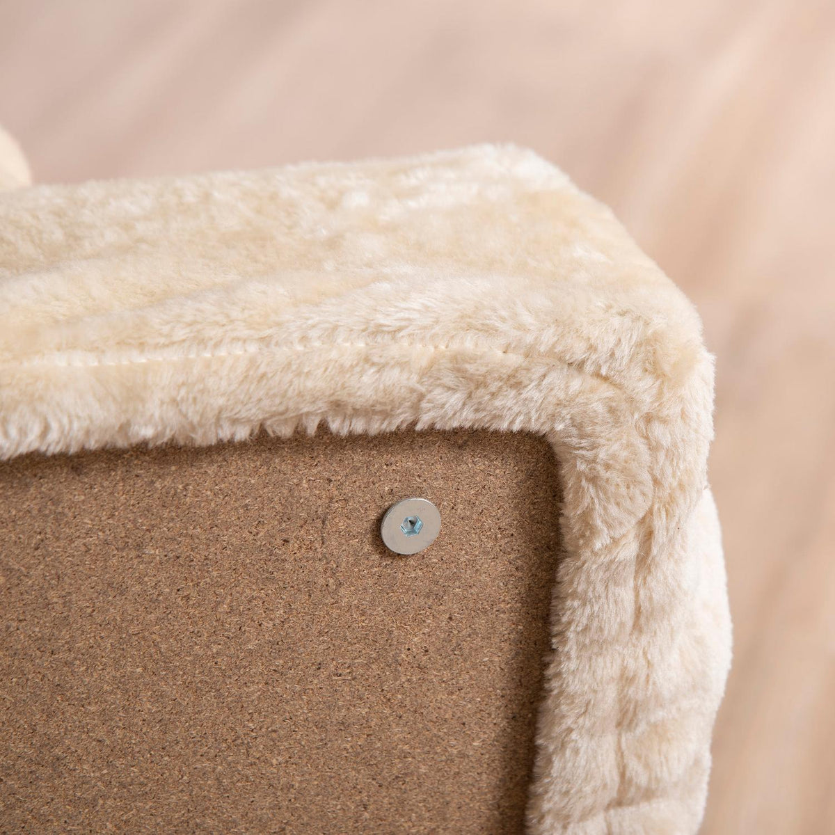 Pet Stairs 4-Step Dog Ramp with Removable Cover Cat Stairs Dog Stairs Animal Stairs Chipboard Plush Beige 60 x 35 x 44 cm