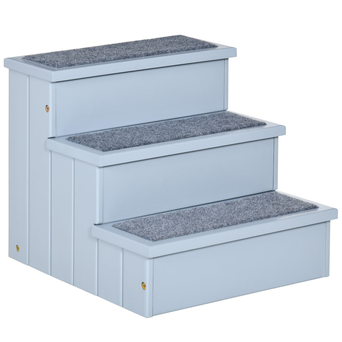 Pet Stairs Dog Stairs With 3 Steps & Carpet, Storage Space, Gray, 40.5X44.5X38 Cm