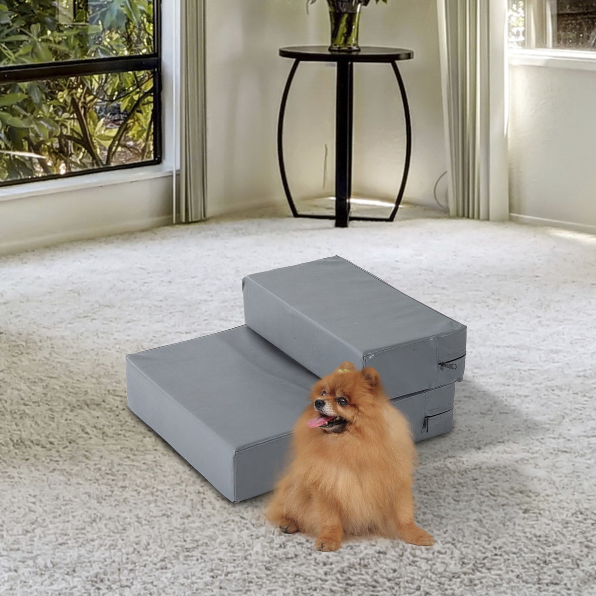 Pet Stairs Foldable 2-Step Pet Underlay For Cats & Dogs, Grey, L45Xw39Xh20 Cm