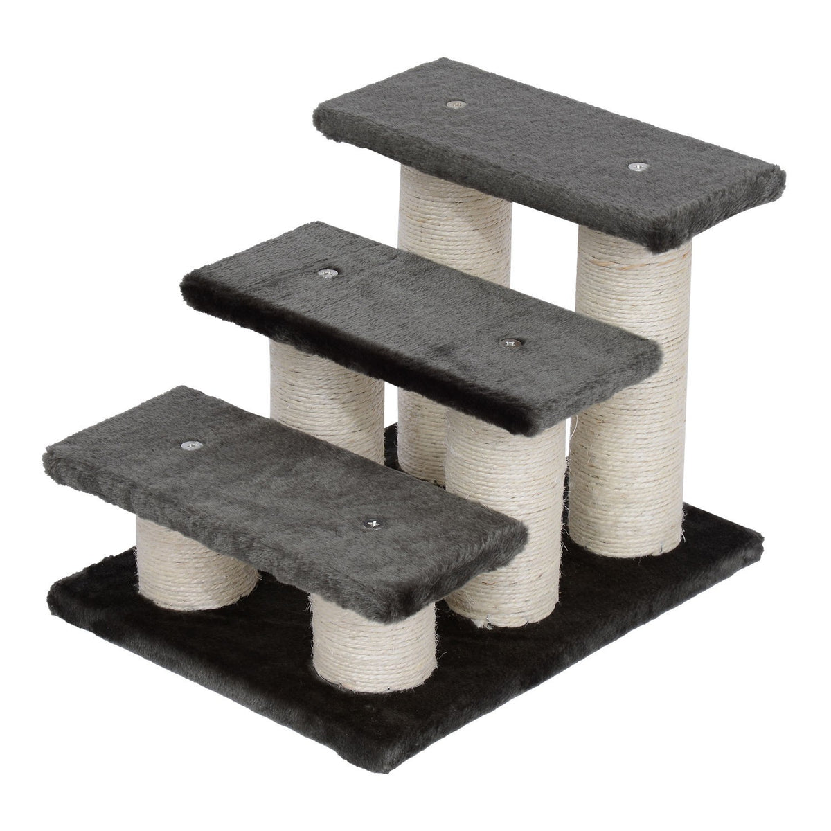Pet Stairs For Cats And Dogs 3-Step Dog Stairs & Cat Stairs, Plush, Dark Gray, 45X35X34Cm