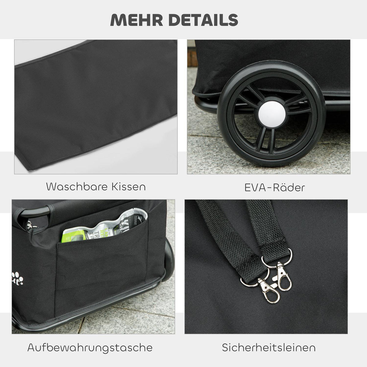 Pet Stroller with Adjustable Handle, Foldable Design