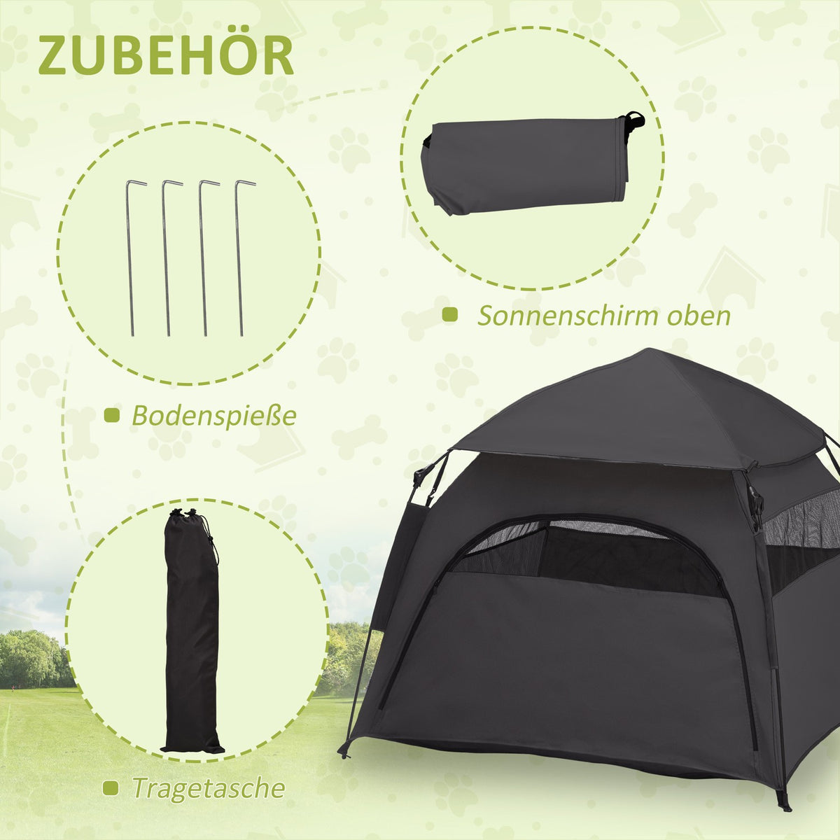 Pet Tent, Dog Tent, Outdoor Cat House, Dog House With Mesh Window, Dog Teepee Tent With Carry Bag, Sun Canopy, Dark Gray