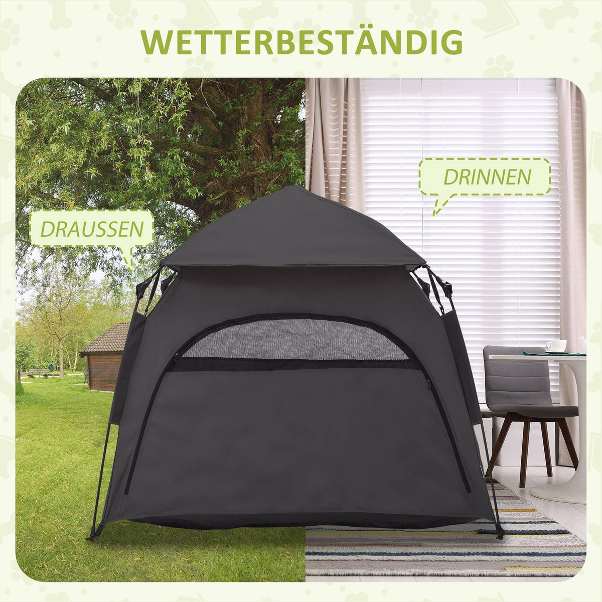 Pet Tent, Dog Tent, Outdoor Cat House, Dog House With Mesh Window, Dog Teepee Tent With Carry Bag, Sun Canopy, Dark Gray