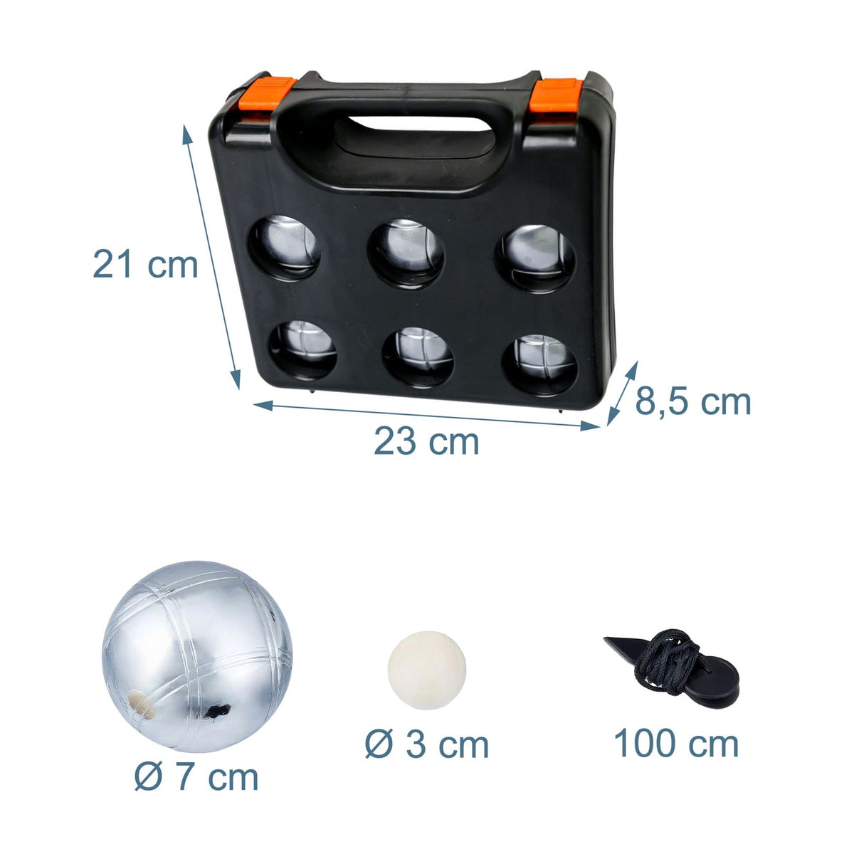 Petanque Boules Set, 6 Balls with Case & Accessories