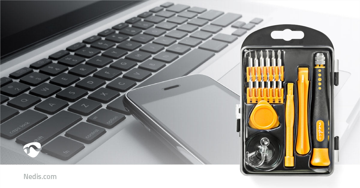 Phone/tablet repair set | 17-in-1 | Reading tablet / PC / Smartphone | Philips bits | Slotted Bits | Pentalobe bits | Tri-wing bits