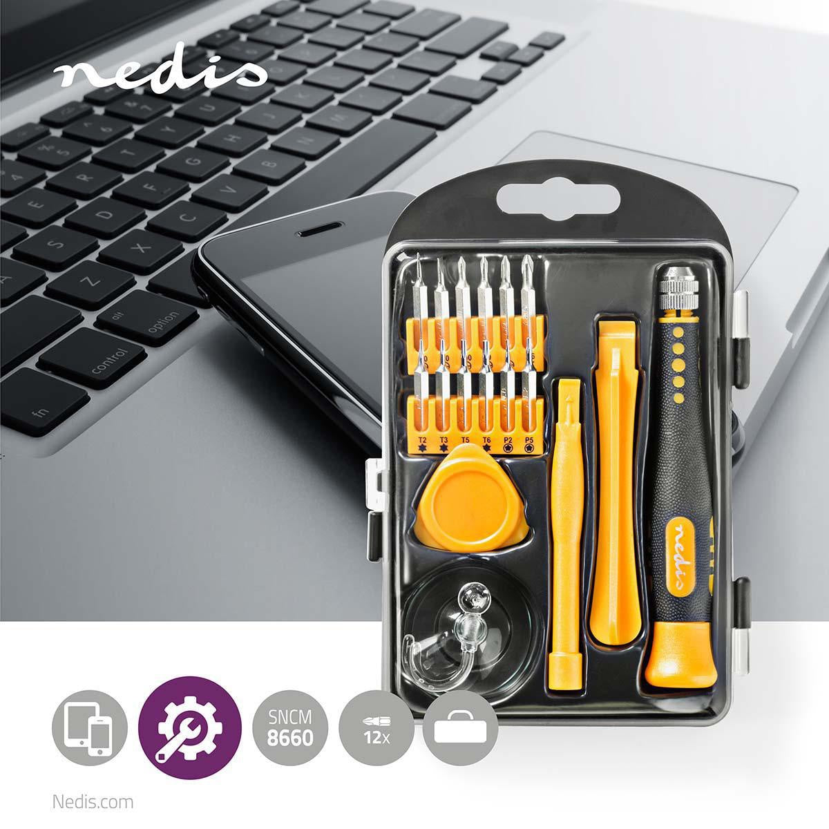 Phone/tablet repair set | 17-in-1 | Reading tablet / PC / Smartphone | Philips bits | Slotted Bits | Pentalobe bits | Tri-wing bits