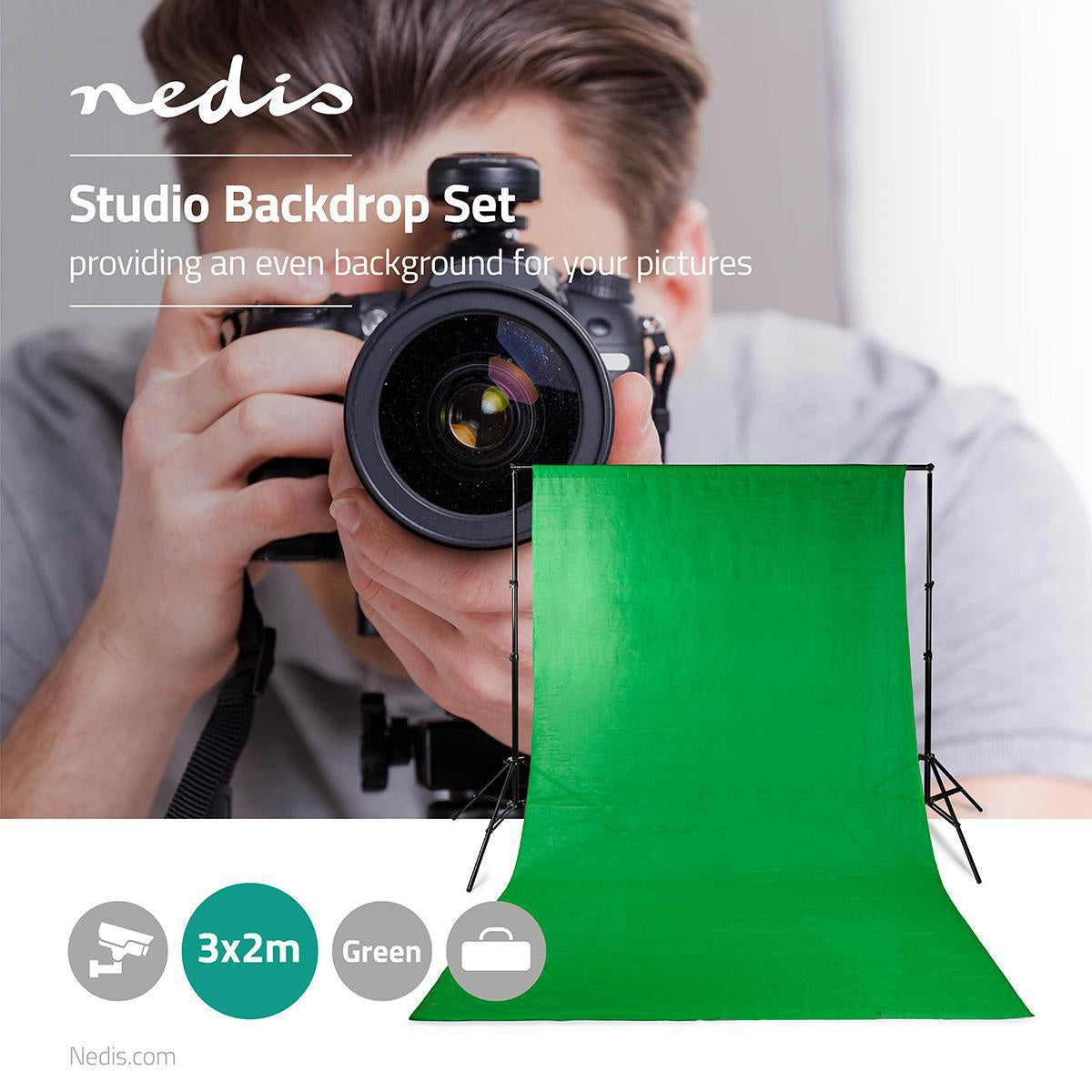 Photo Studio Background Set | 1.90 x 2.95 m | Suitcase included | Tripod included | Black | 1 pc.