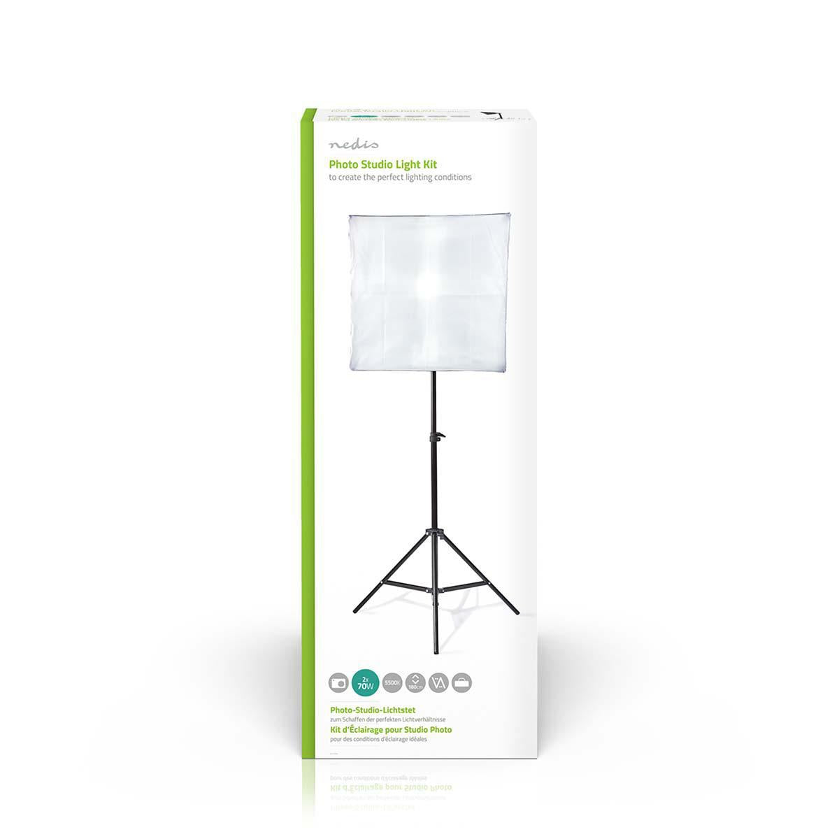 Photo Studio Light Kit | 70 W | 5500 K | 4000 lm | Working height: 60-180 cm | Included lamps: 2 | Travel bag included | Black