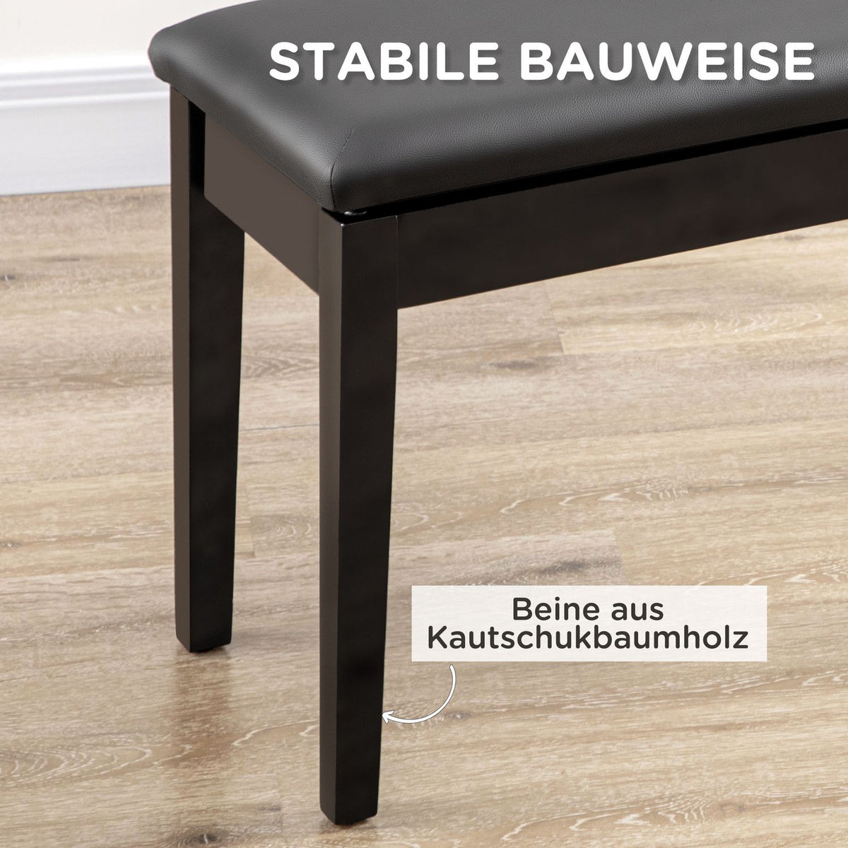 Piano Bench, Height-Adjustable Piano Stool With Hidden Storage Space, Piano Bench With Leather Cushion, Black, 75 X 35 X 49 Cm