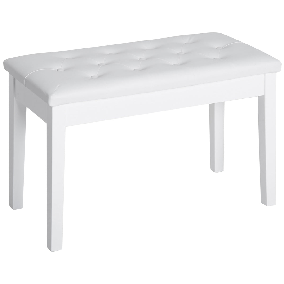 Piano Stool Piano Bench Traditional Country House Style Cosmetic Stool Storage Space Rubber Wood Faux Leather White 76 X 36 X 50 Cm