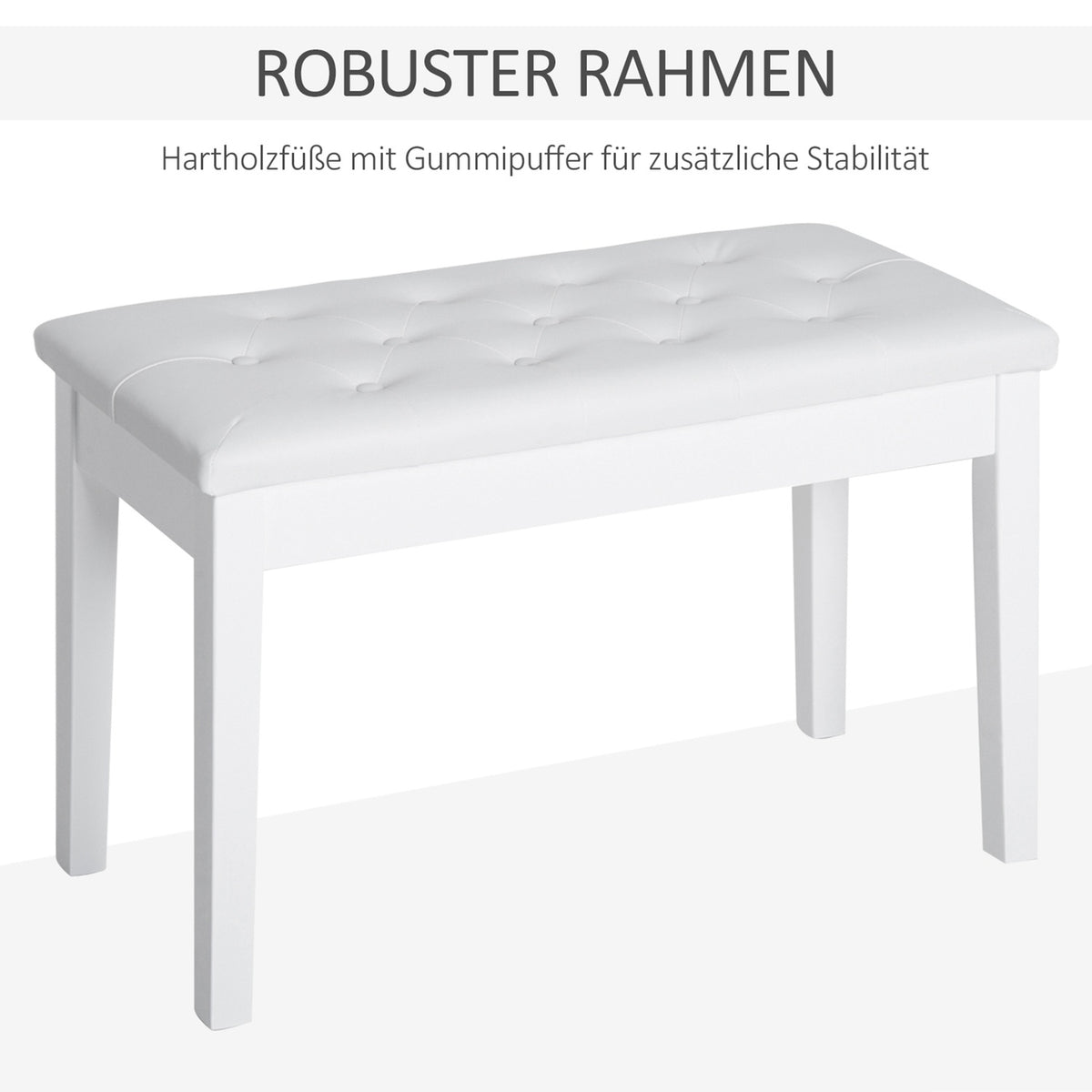 Piano Stool Piano Bench Traditional Country House Style Cosmetic Stool Storage Space Rubber Wood Faux Leather White 76 X 36 X 50 Cm