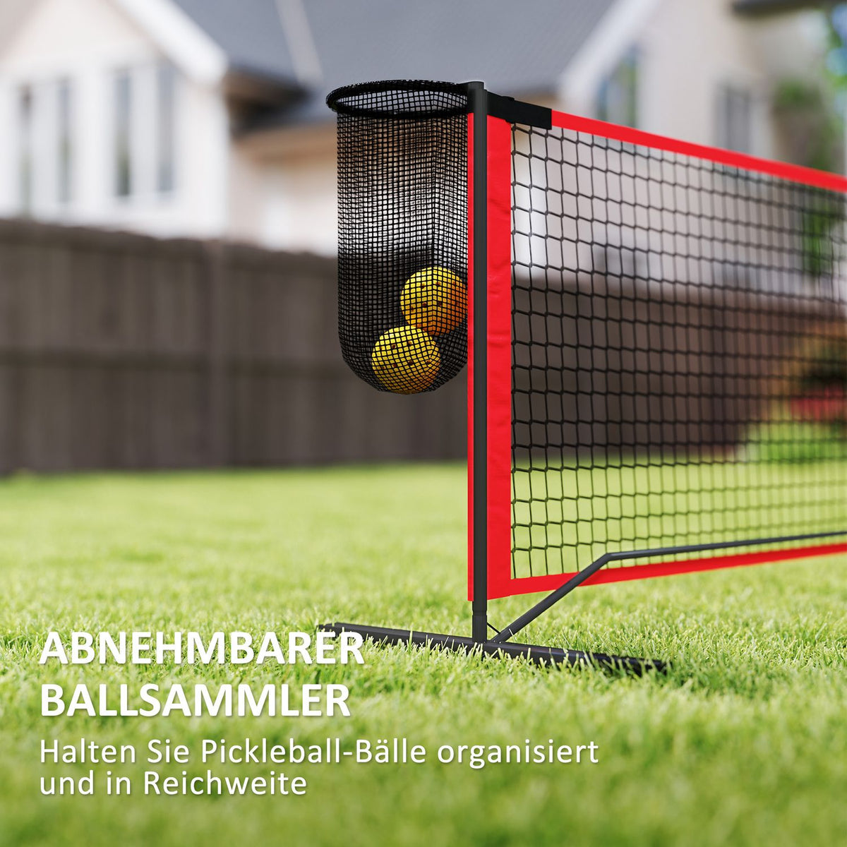 Pickleball Net Portable Set 6.7m Pickleball System with Net, Court Marking Set, Ball Collector, Four Balls and Carry Bag for Outdoor, Driveway