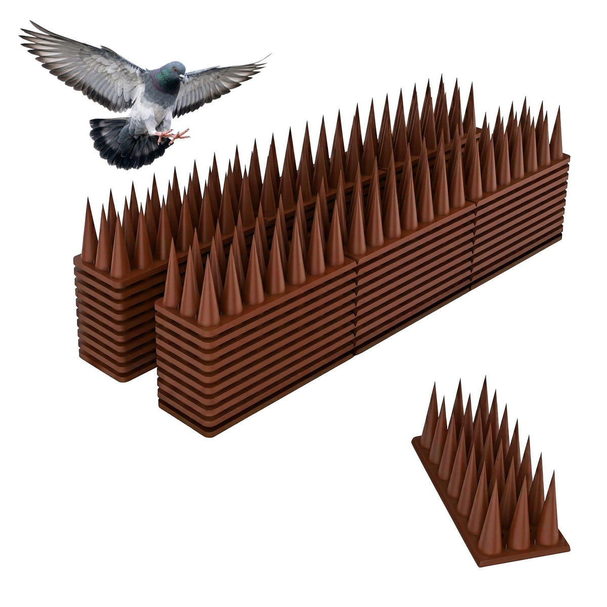 Pigeon Spikes, 20-Pack Plastic 3-Row Cut-To-Fit