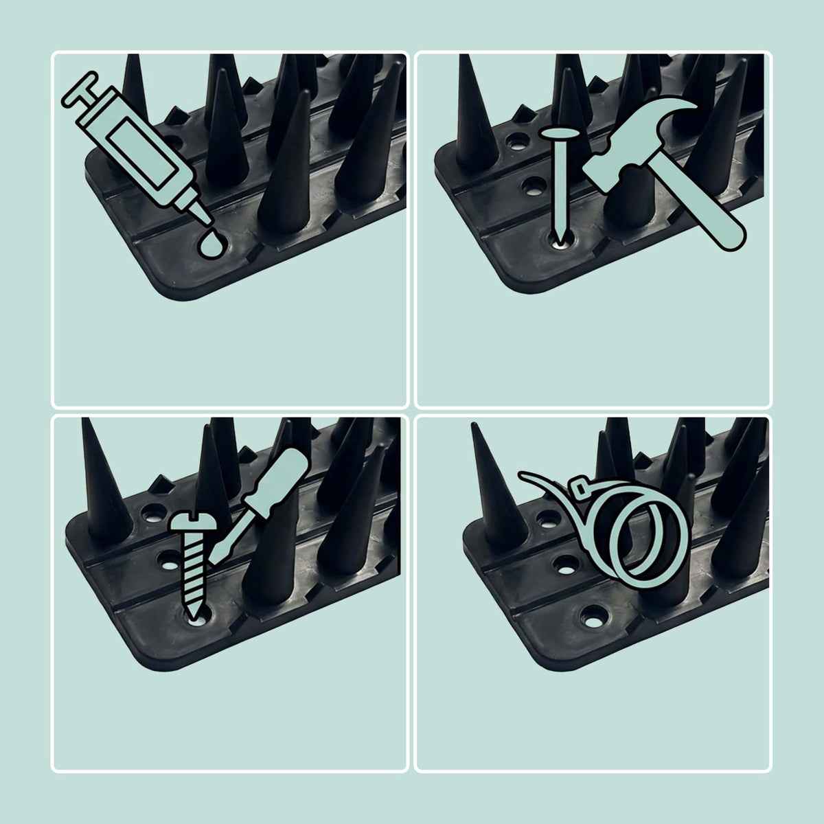Pigeon Spikes, Set of 20 – 3-Row Cut-to-Fit Strips