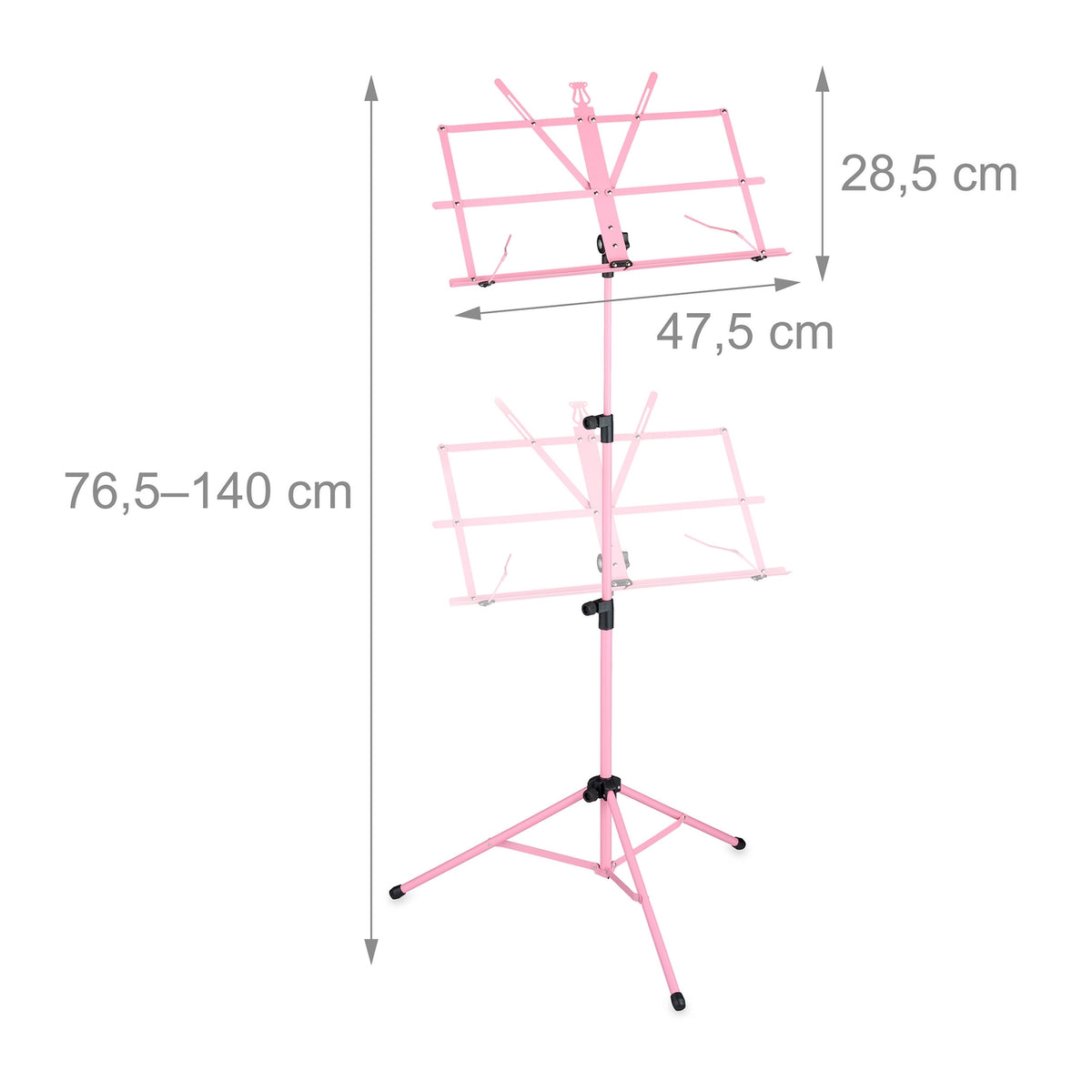 Pink Folding Metal Music Stand with Adjustable Height