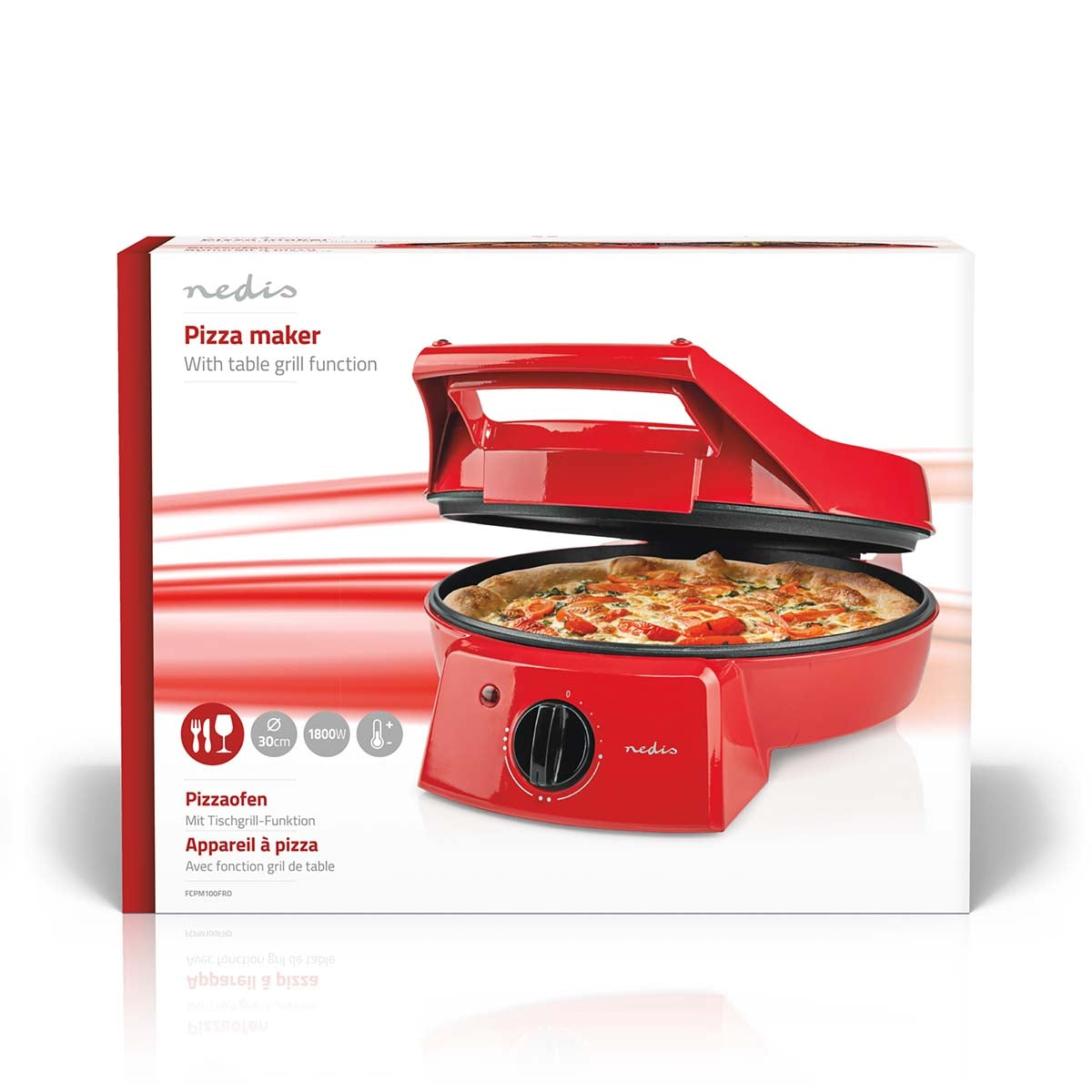 Pizza iron and grill | 30 cm | Adjustable temperature control | 1800W