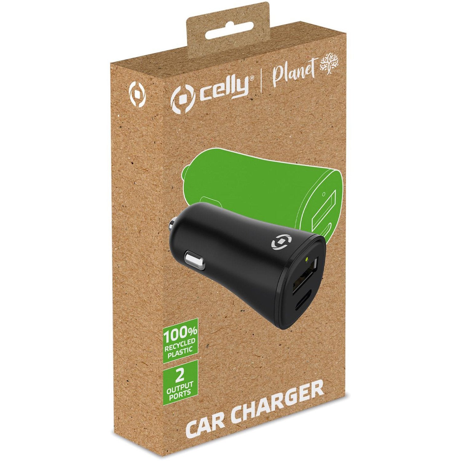 Planet Car Charger USB-A + USB-C 32W made of 100% recycled plastic Black