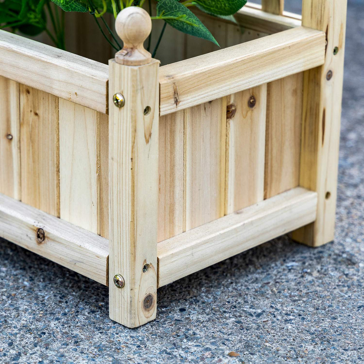 Plant Box With Trellis, Flower Box For Climbing Plants, Wood, Natural, 64X28X120Cm