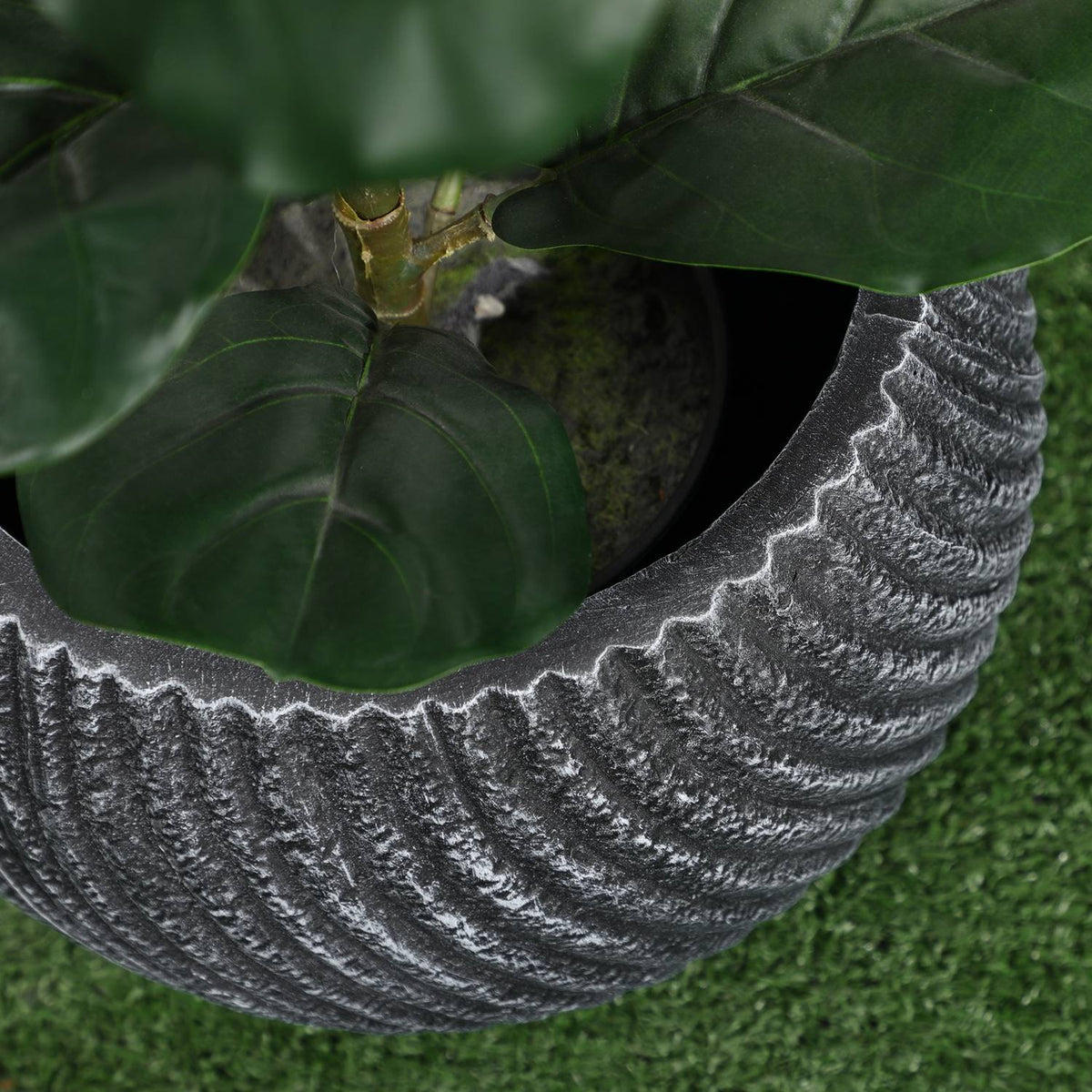 Plant Pots Set Of 2 Flower Pots With Drainage Holes, Stackable, Indoor & Outdoor, Magnesium Oxide, Grey