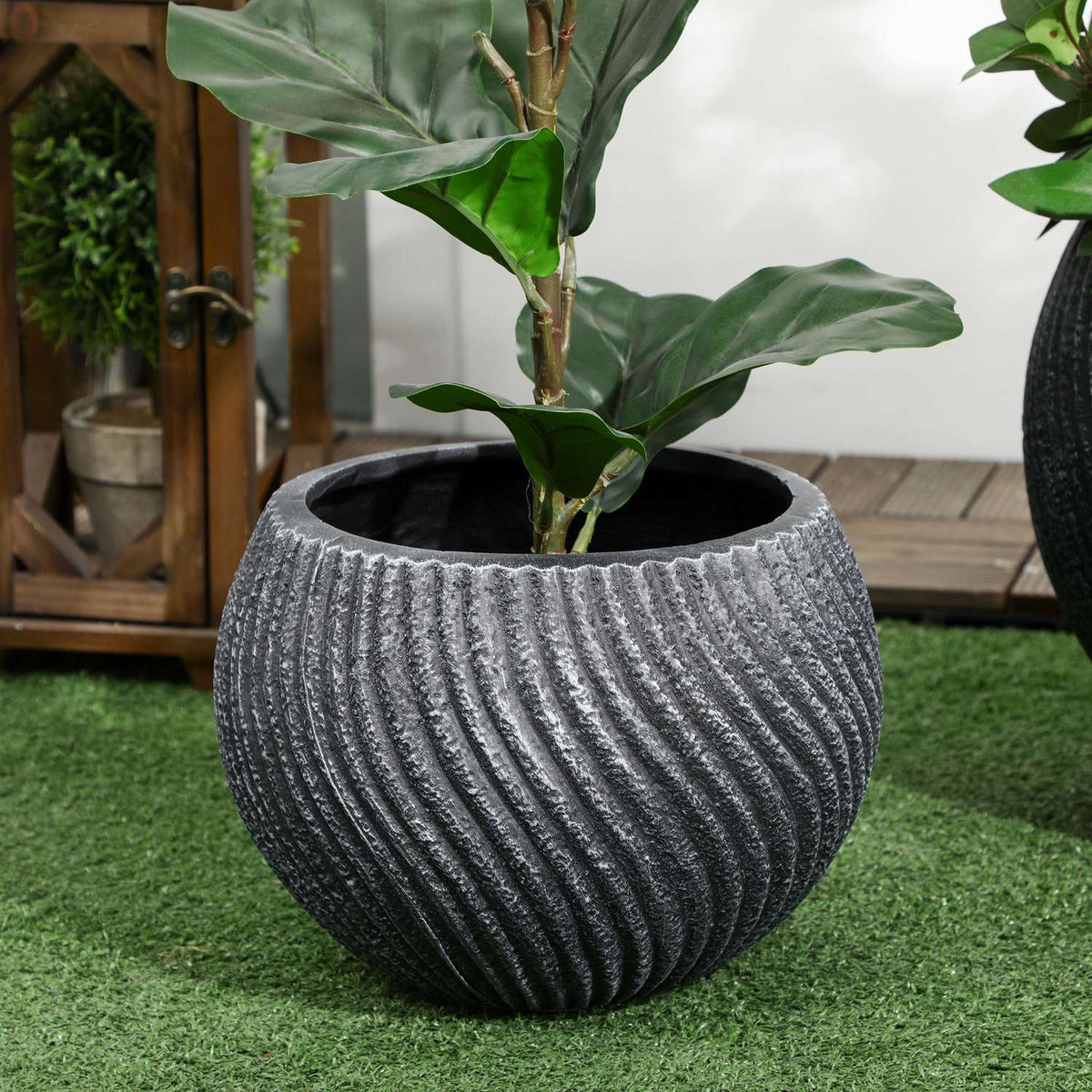 Plant Pots Set Of 2 Flower Pots With Drainage Holes, Stackable, Indoor & Outdoor, Magnesium Oxide, Grey